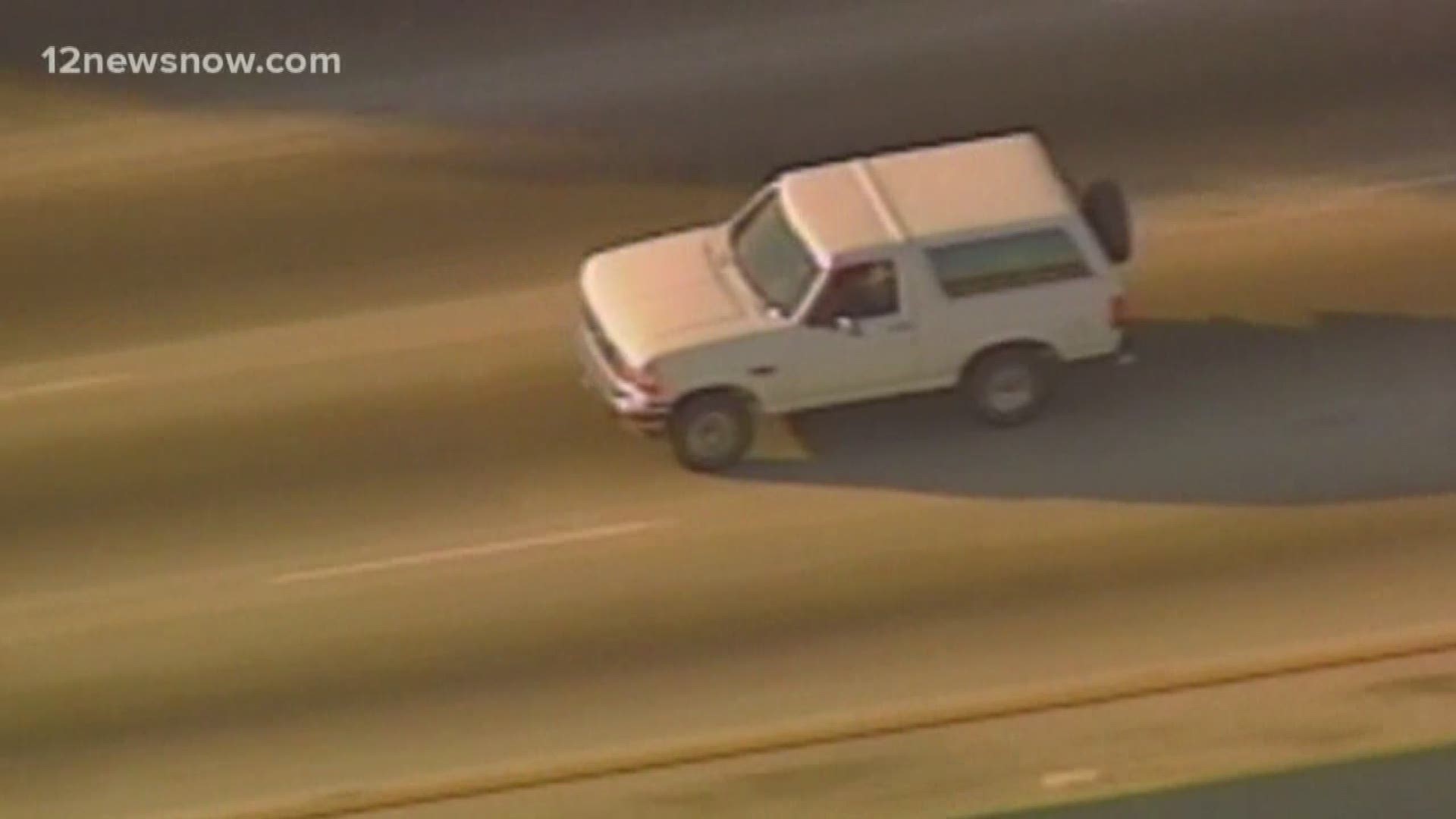 Twenty-five years ago today, everyone's eyes were fixed on a white Ford Bronco, with O.J. Simpson riding as the passenger. He was a person of interest in the murders of his wife Nicole and her friend Ron Goldman. Simpson's friend Al Cowlings was behind the wheel as they led police on a slow chase through Los Angeles. Coverage of the chase interrupted the 1994 NBA finals that was being watched by about 94 million people.