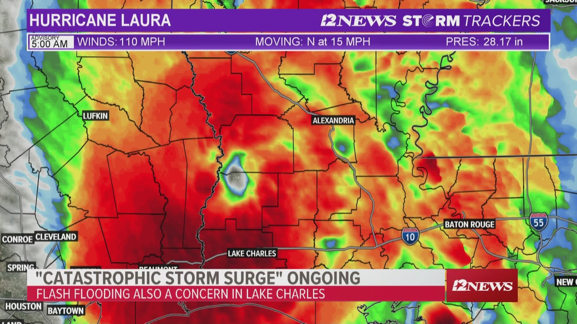 The 5 a.m. update from the National Hurricane Center says Hurricane Laura is rapidly weakening on Thursday, Aug. 27, 2020.