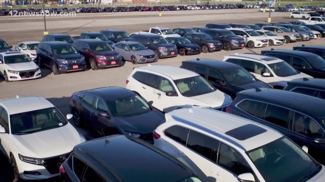 Ford Park parking lot filling up with flood damaged cars after Imelda