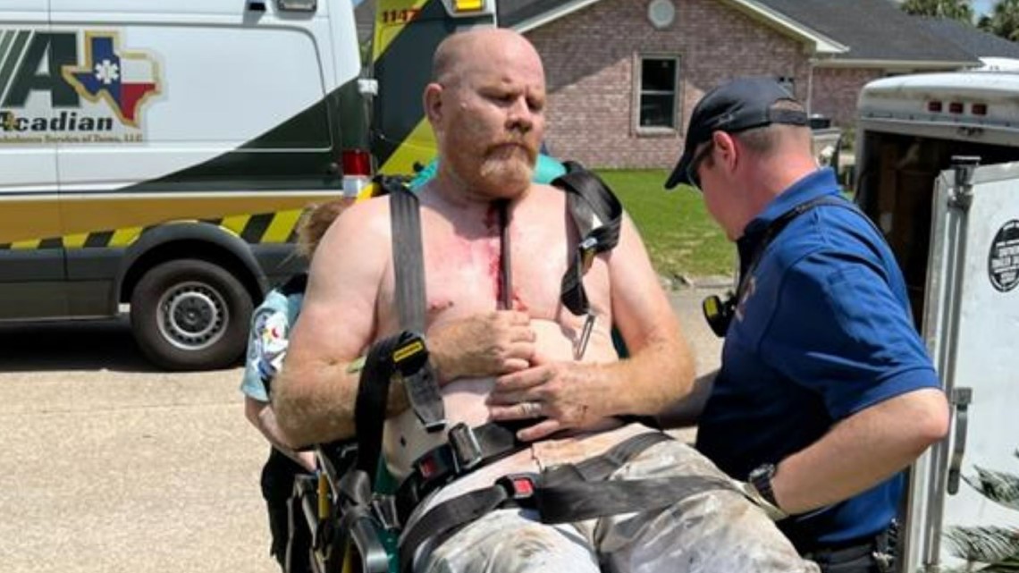 Fall Leaves Metal Rod Sticking Through Nederland Mans Head 4786