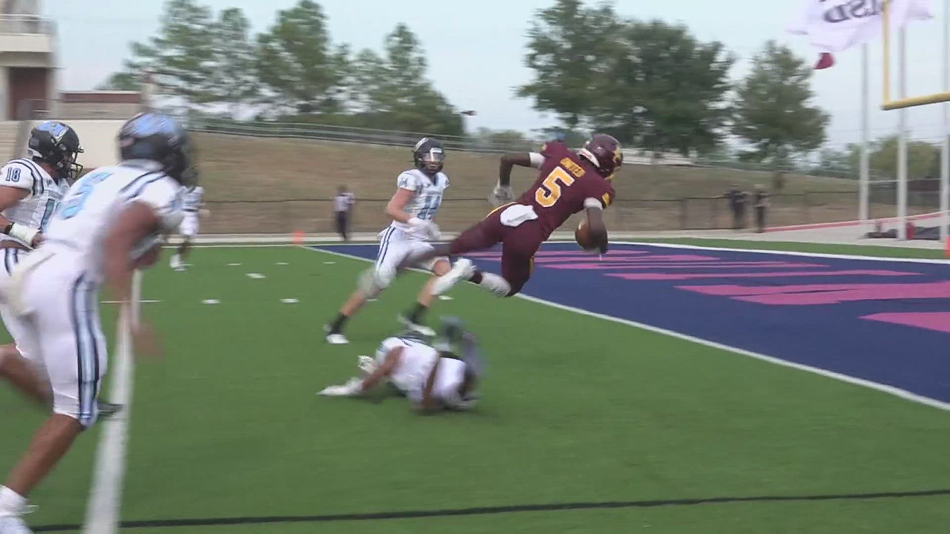 Beaumont United High School s Ashton Henry takes a leap to make the Play of the Week