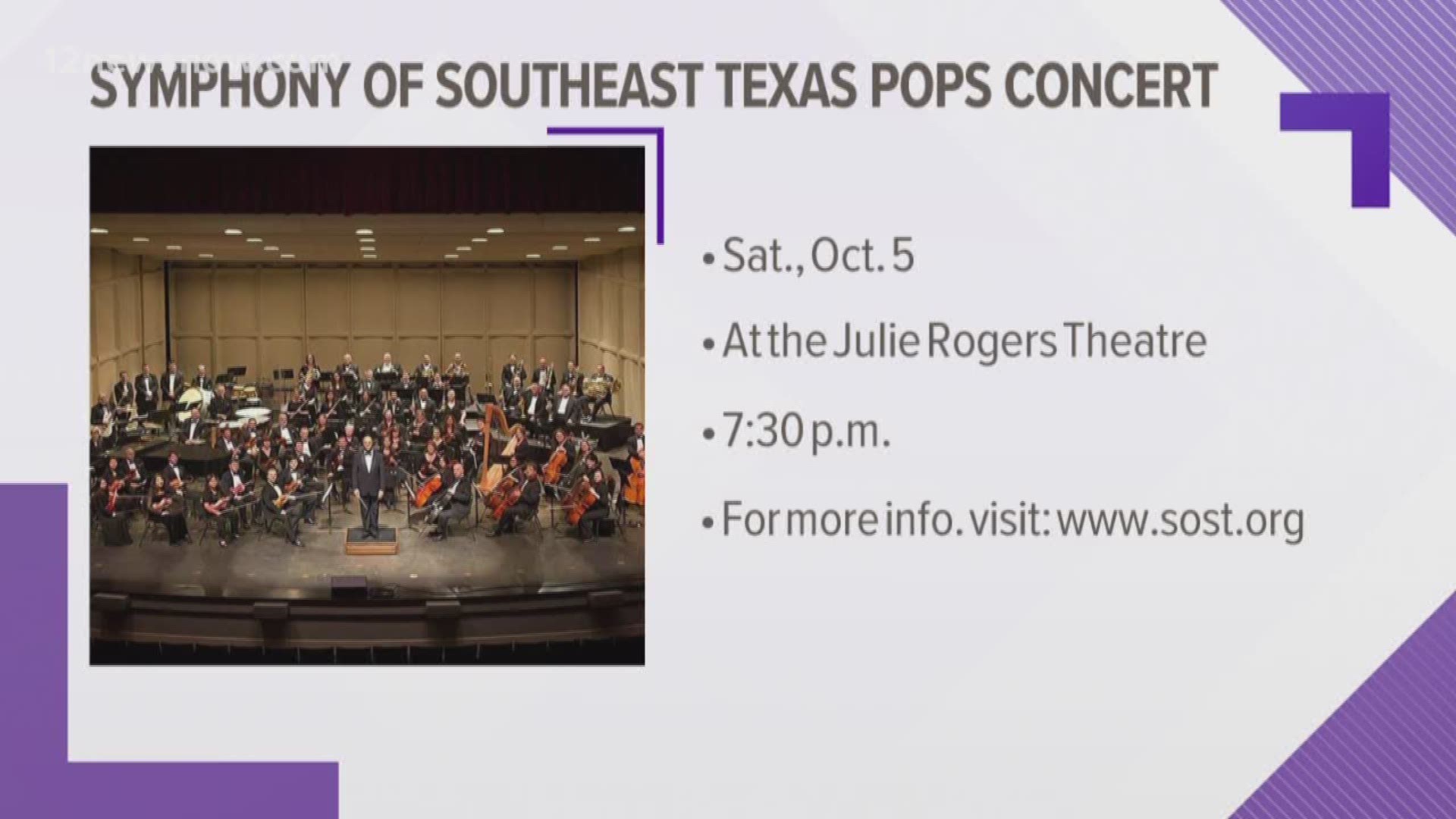 The concert is on October 5 at the Julie Rogers Theatre.