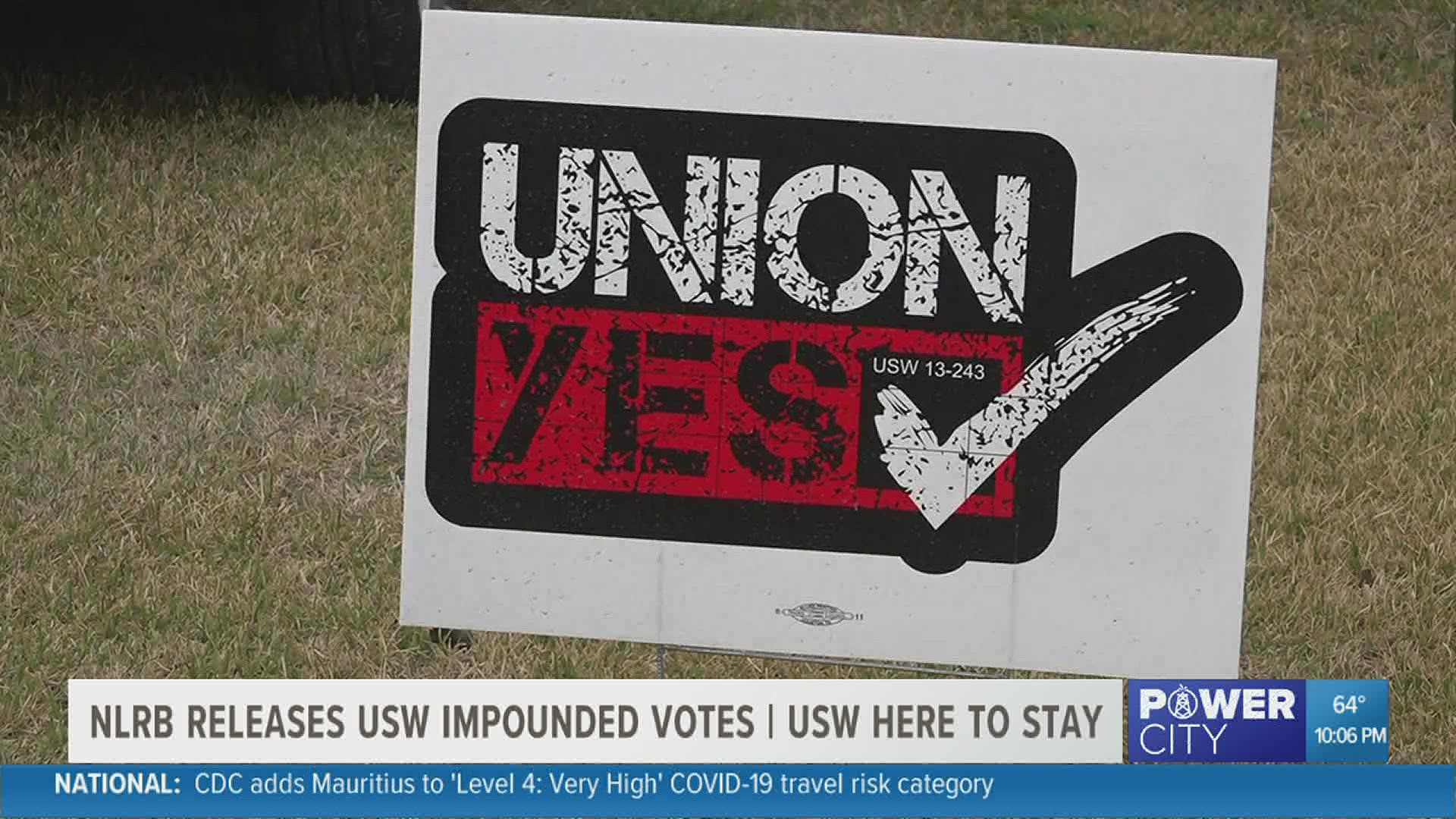 Results showed that 258 members voted in favor of being represented by the USW union and 229 voted against.