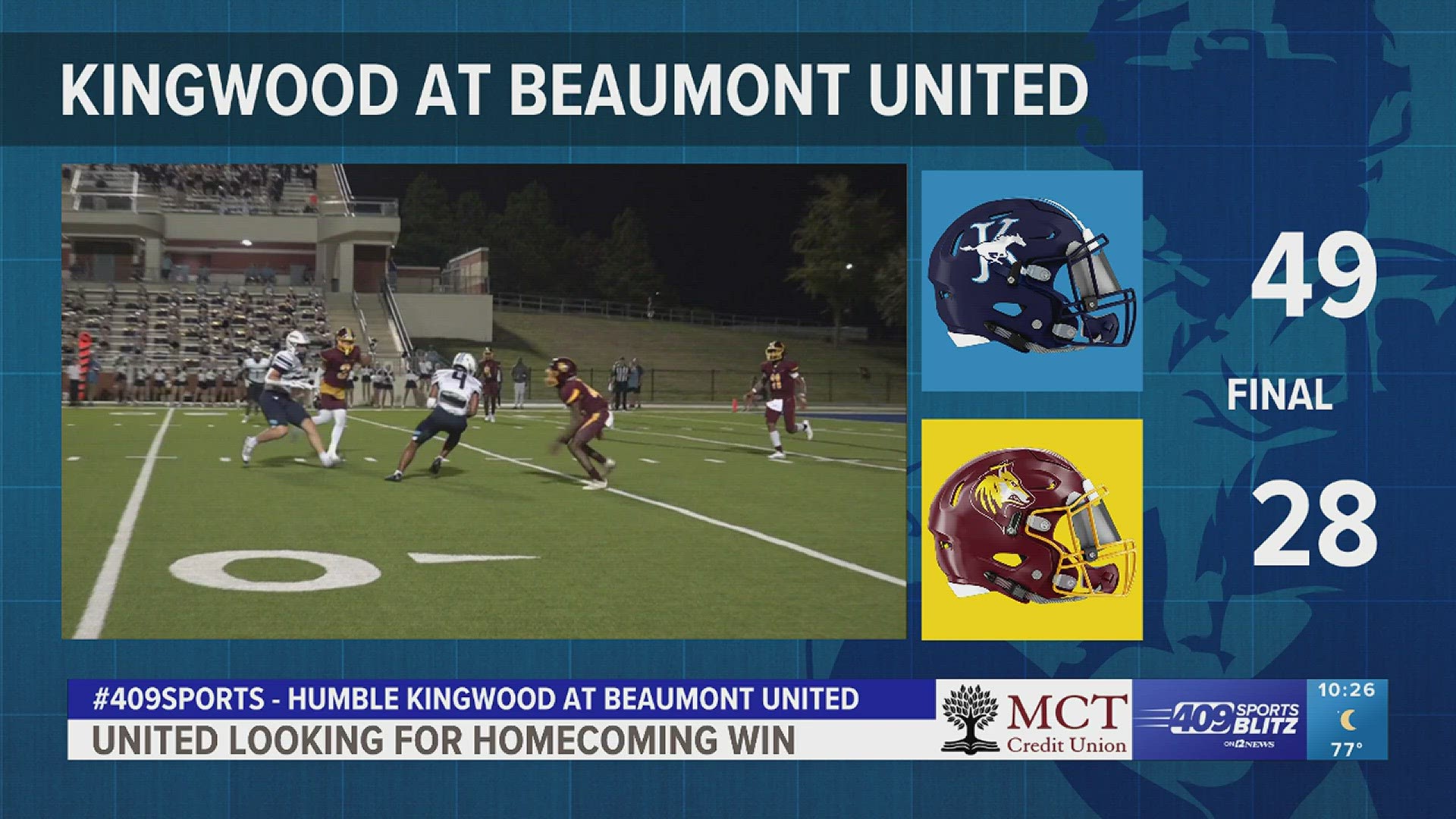 Beaumont United High School loses to Kingwood 49 28