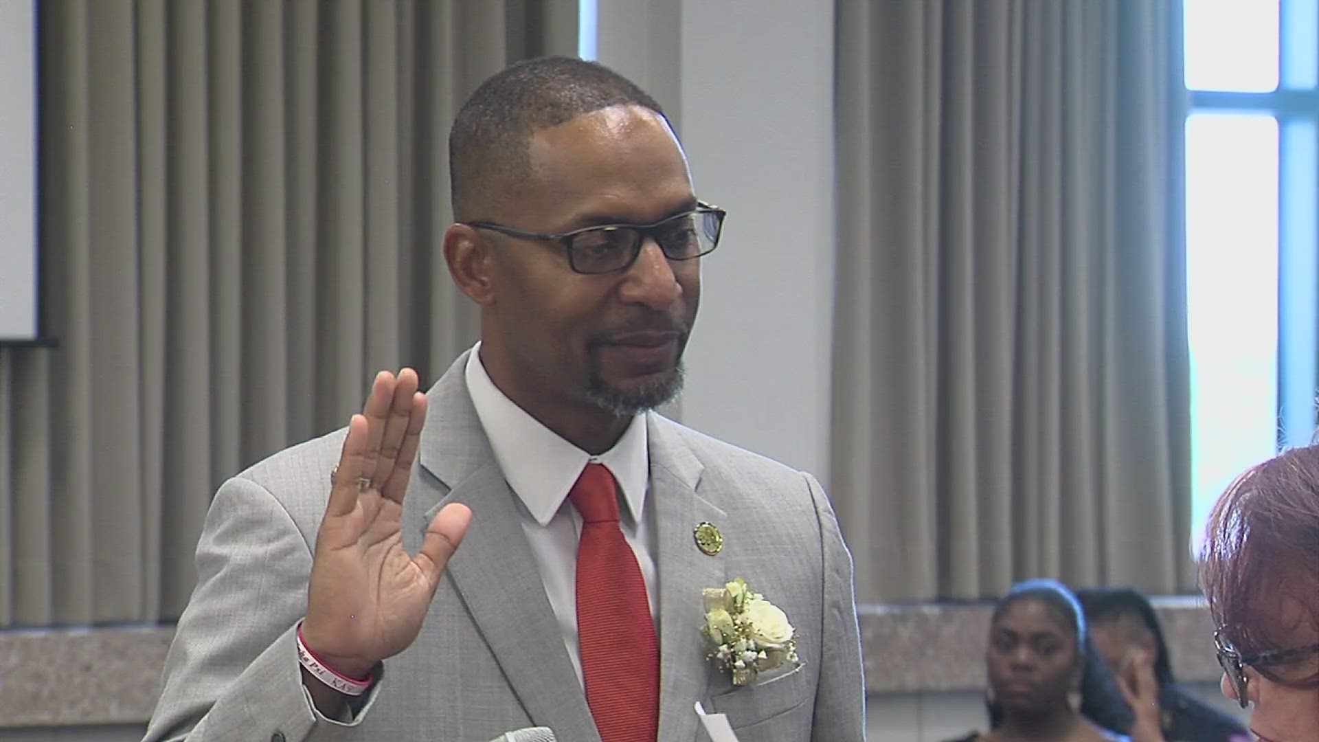 Willie Lewis Jr., Tiffany Hamilton, Thomas Kinlaw and Donald Frank were sworn in Wednesday.