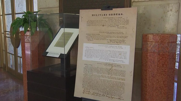 Original copy of Juneteeth document on display in Dallas