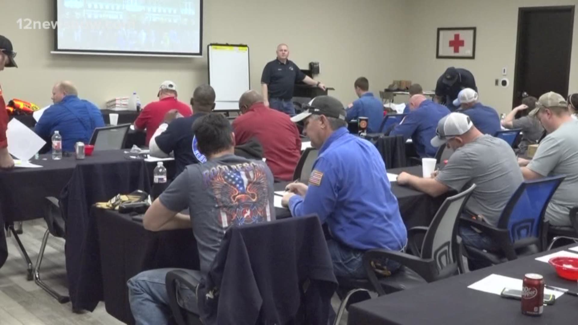 Valero Port Arthur Refinery complete annual safety class at Beaumont safety training facility.