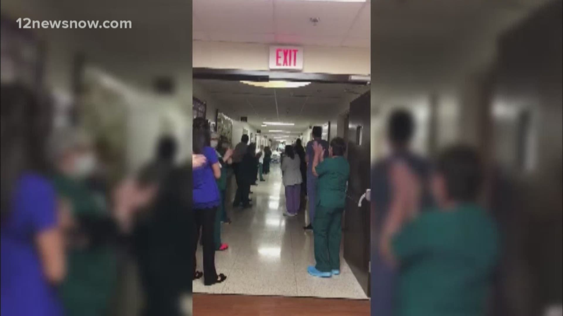 The nurses cheered her on as she was moved