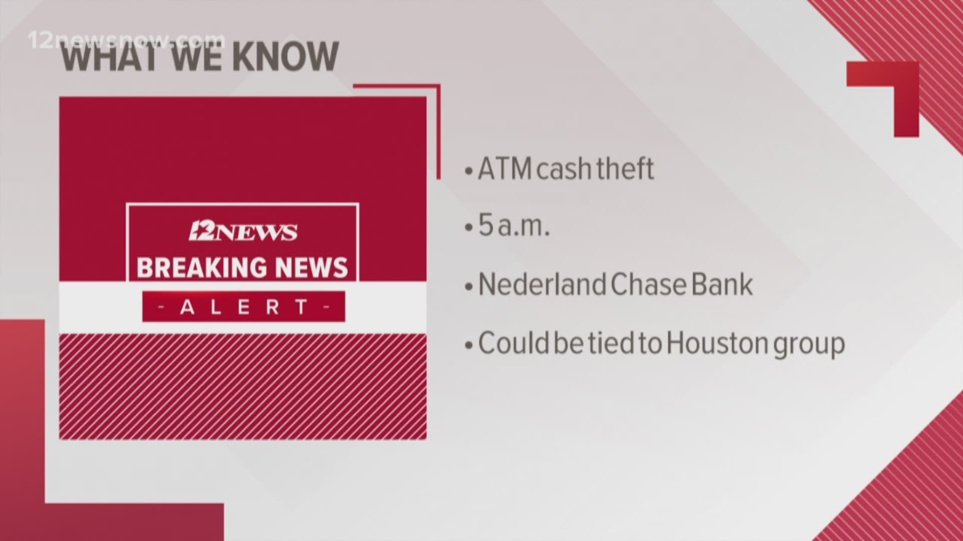 Nederland Police are investigating an early Thursday morning ATM theft.
