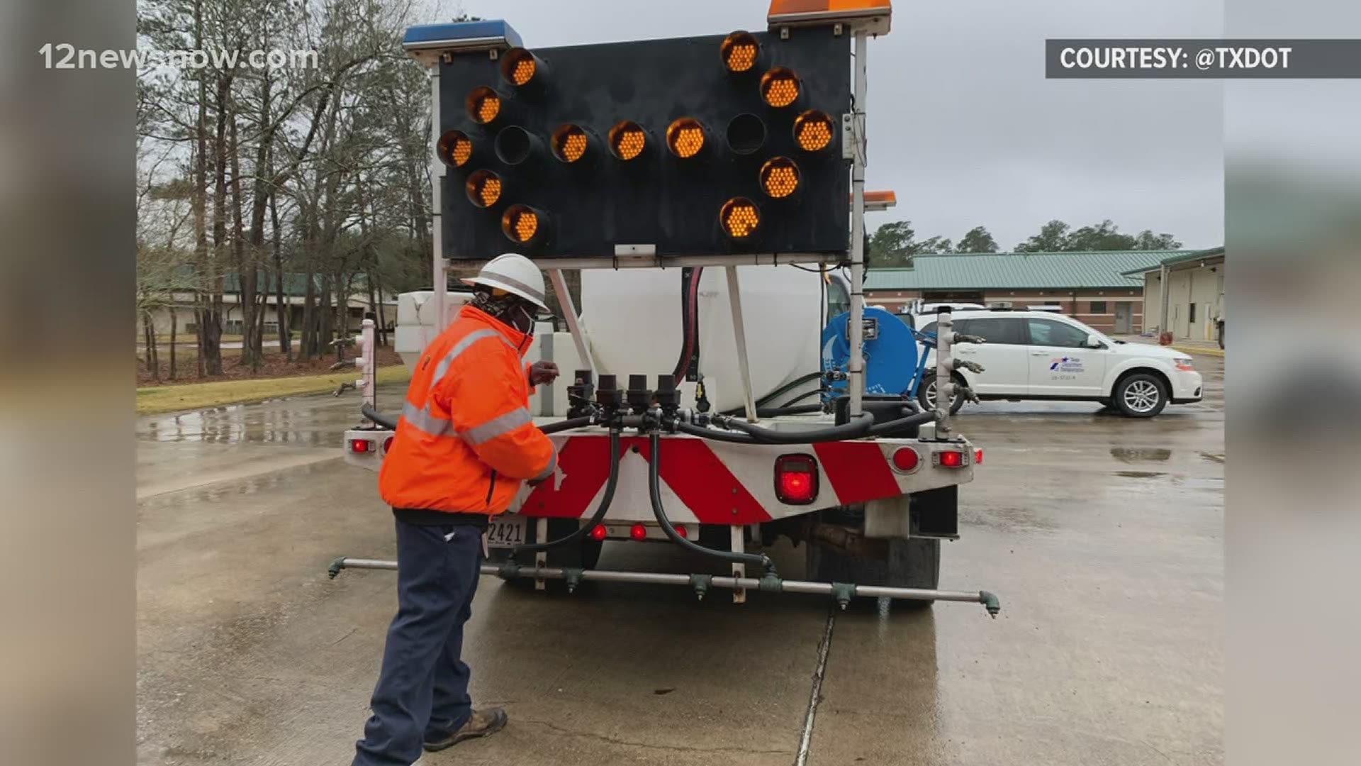 WINTER STORM TxDOT Beaumont prepares to treat roadways ahead of potential icestorm