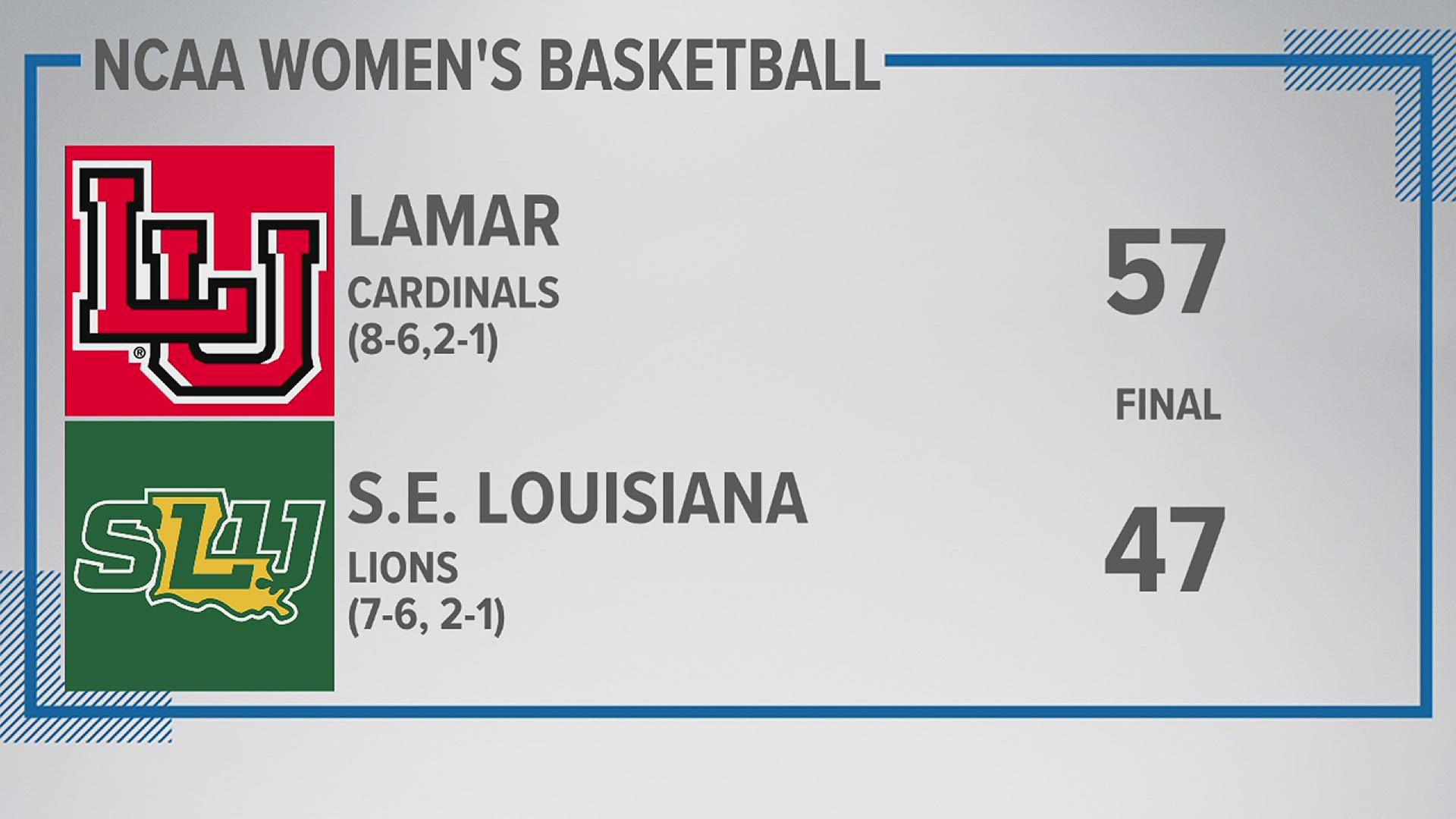 The Cardinals are now 8-6 overall and 2-1 in the Southland Conference.