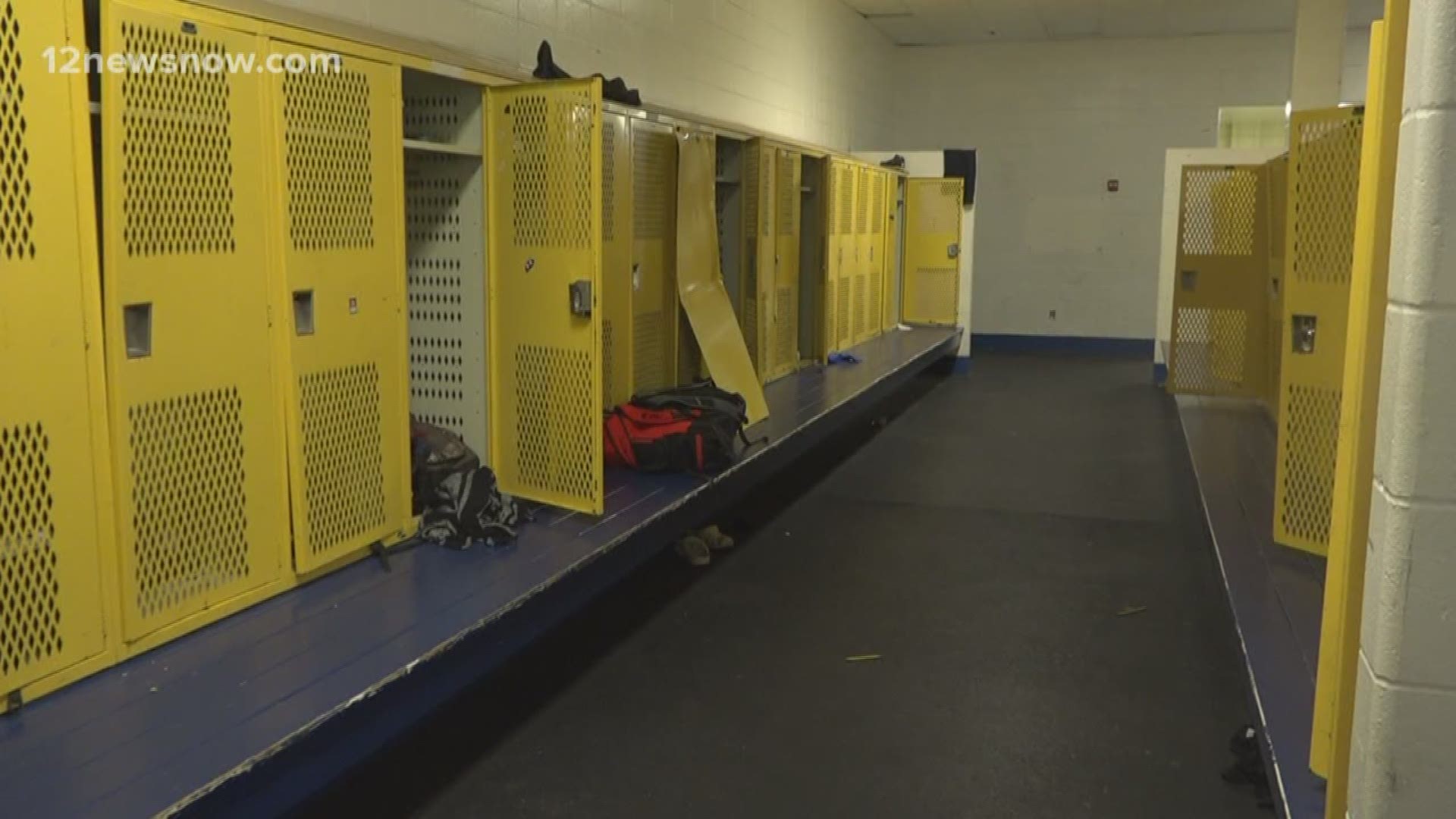 Students and coaches created a YouTube video to enter the contest, and explained that due to the flooding, about three students are sharing each locker.