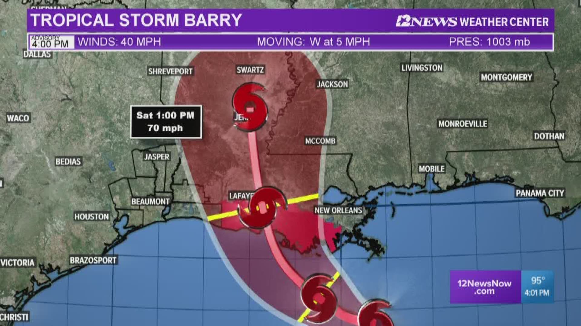 Southeast Texas is now out of the cone of uncertainty but Louisiana is expected to get the worst of Tropical Storm Barry.