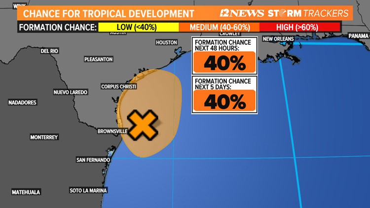 Tropical update: Invest 95L still disorganized, could become depression by landfall Thursday