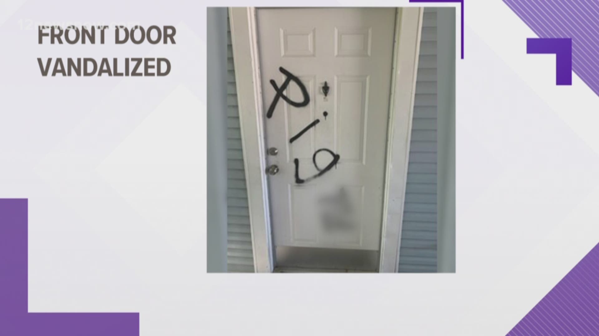 The officer's door was vandalized.