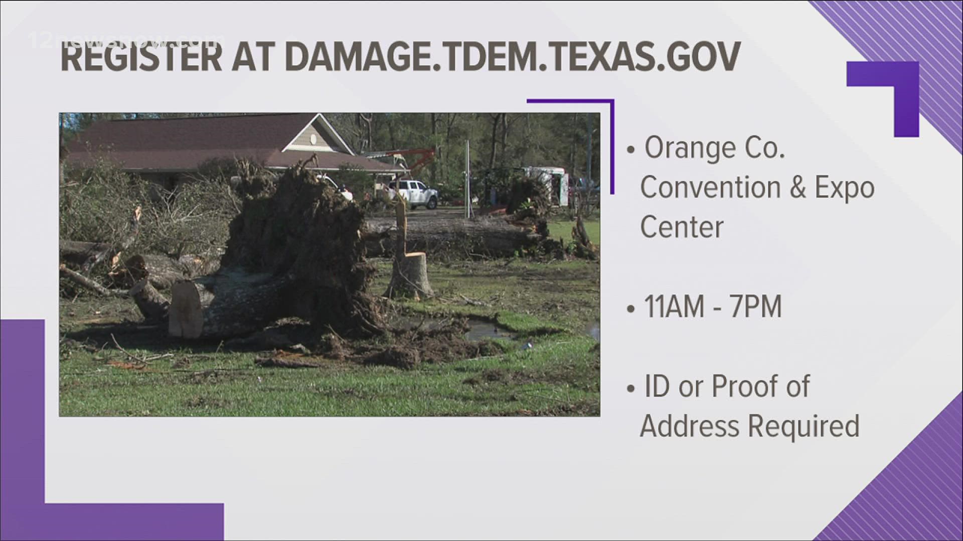 The event is happening Monday from 11 a.m. until 7 p.m. You must report damage online and register ahead of time.