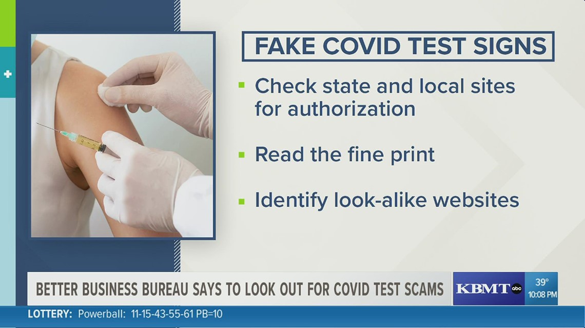 Better Business Bureau warns against COVID-19 test site scams