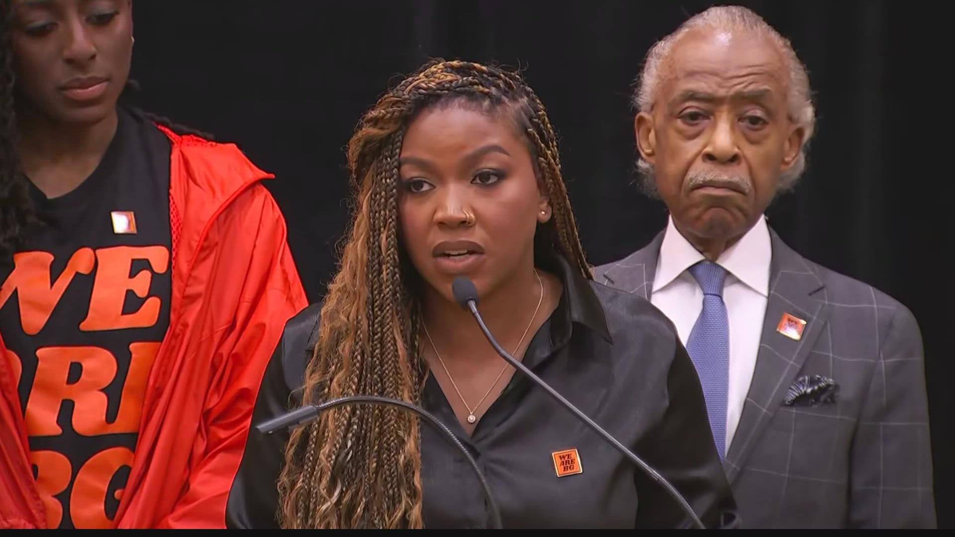Brittney Griner's wife, Cherelle, appeared at a news conference with Reverend Al Sharpton in Chicago. Together they asked for prayers and support.