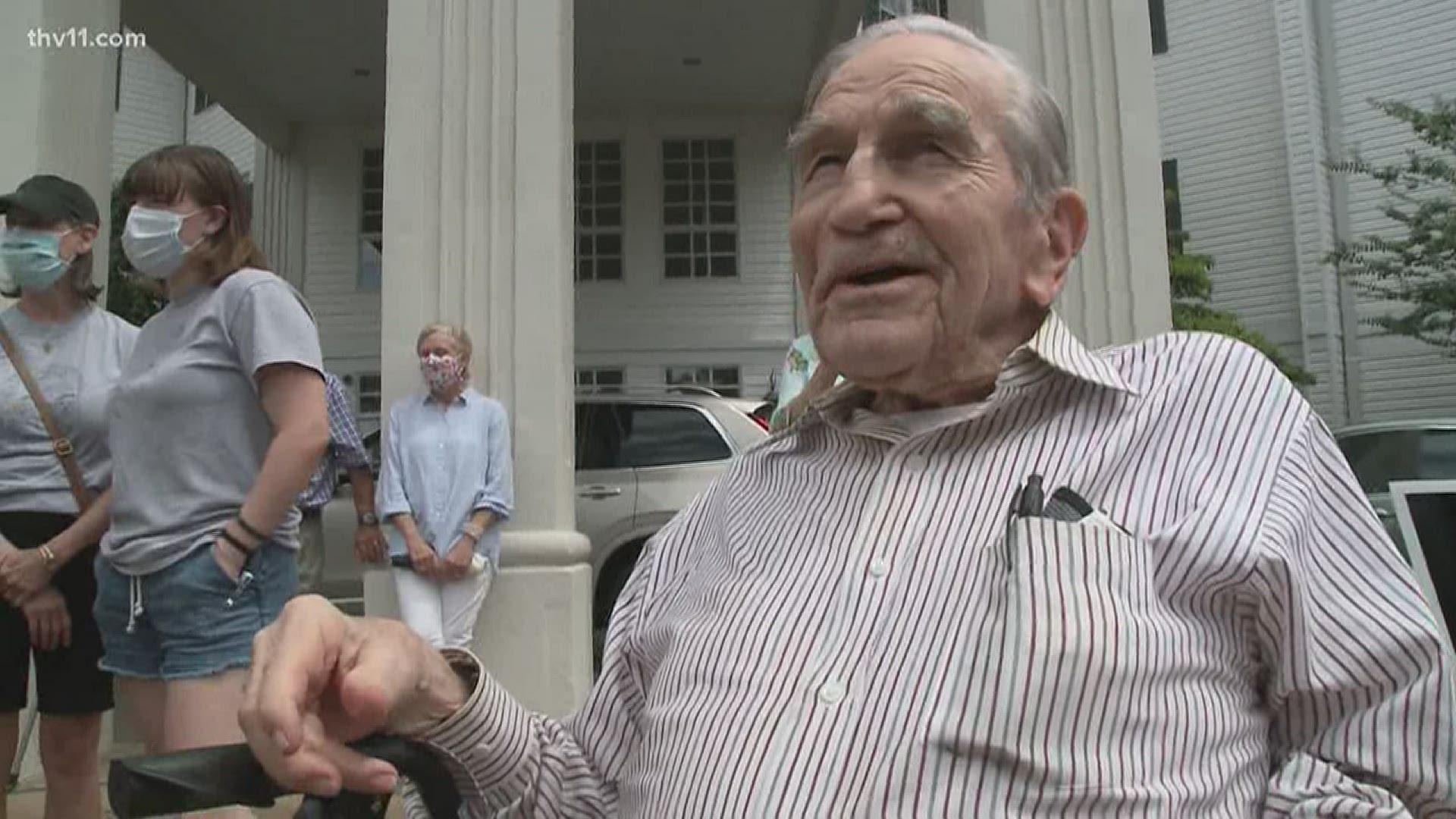Gordon Earl Bentley celebrated his 100th birthday today with a parade and flyover at his retirement home in Conway.