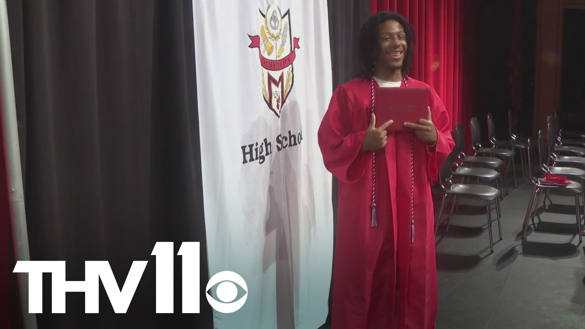 One Arkansas senior missed his graduation after getting into a car accident and being pinned under an 18-wheeler. Now, he was able to have his own special ceremony.