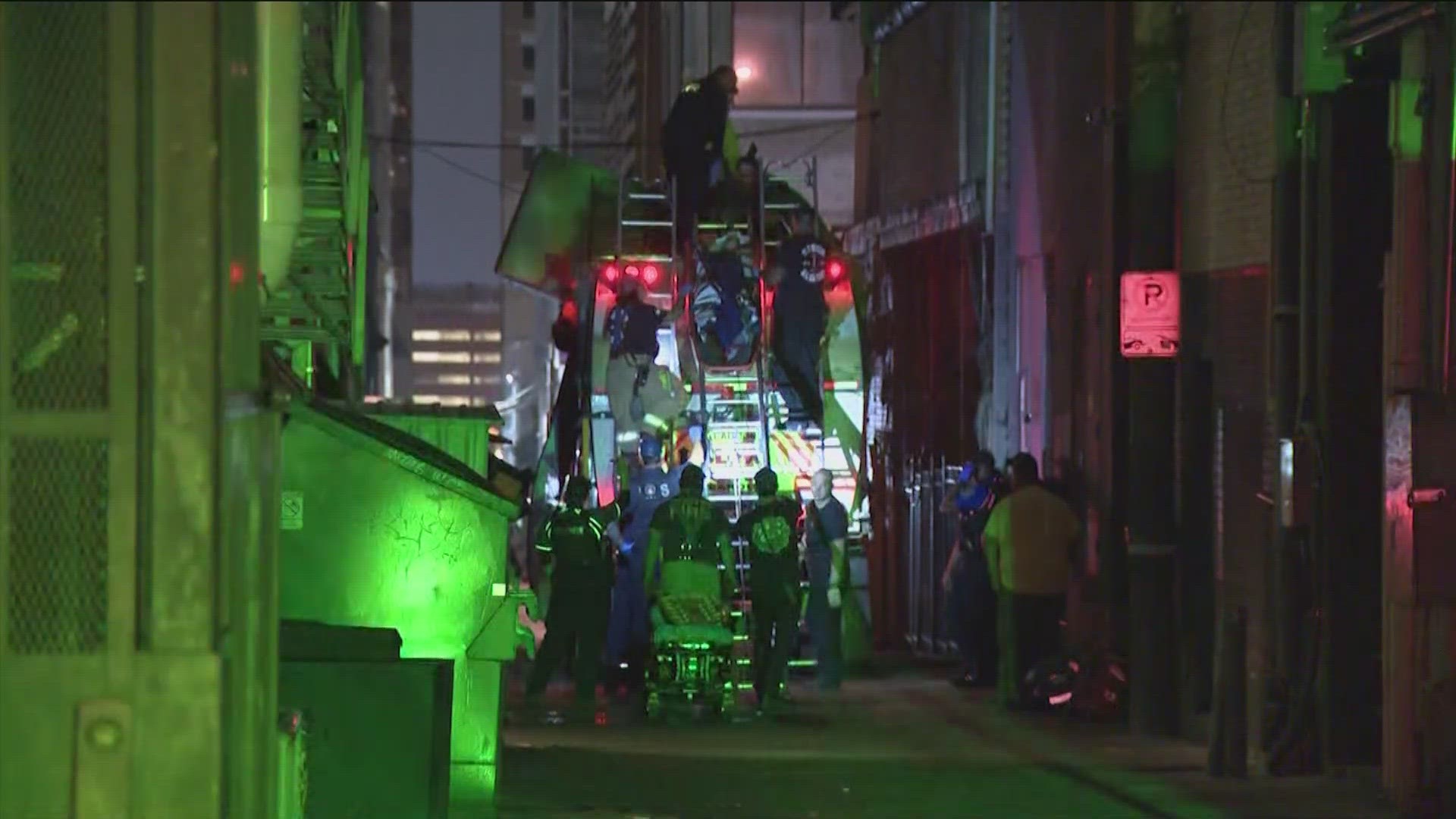 The man allegedly fell asleep in a recycling bin, which was picked up at approximately 3:30 a.m. in downtown Austin.