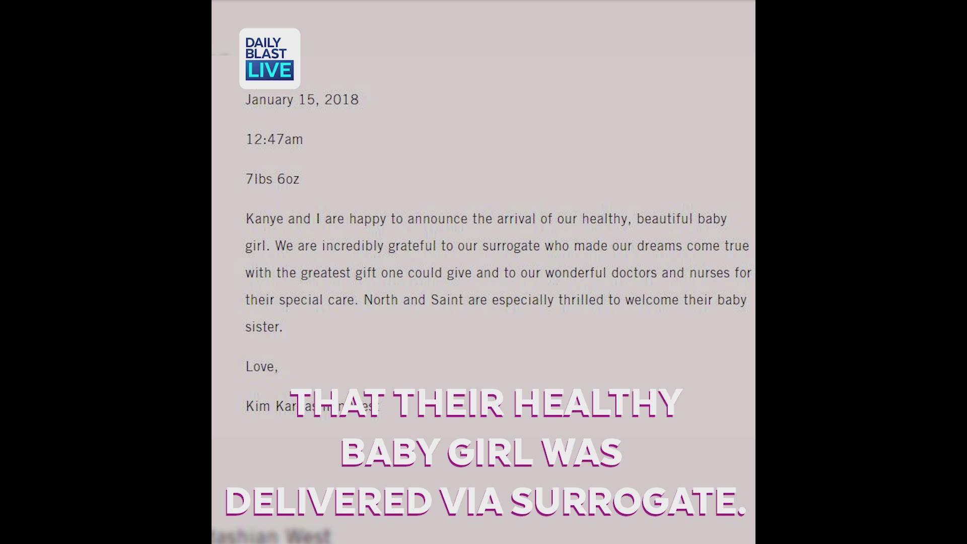 The baby girl was born via a surrogate in California. 