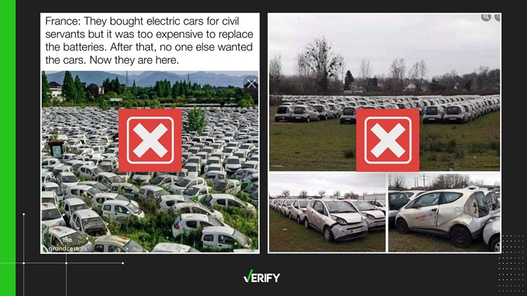 Fact-checking images claiming to show abandoned electric vehicles in France