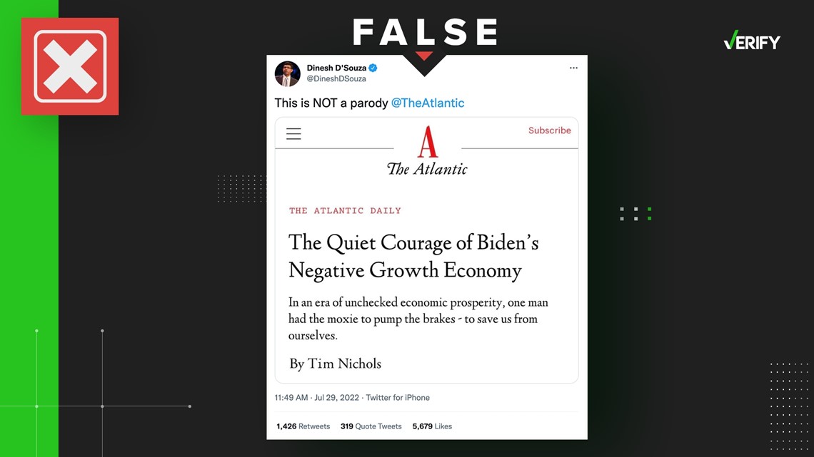 Tweets falsely declare The Atlantic revealed story about ‘Biden’s damaging progress financial system’