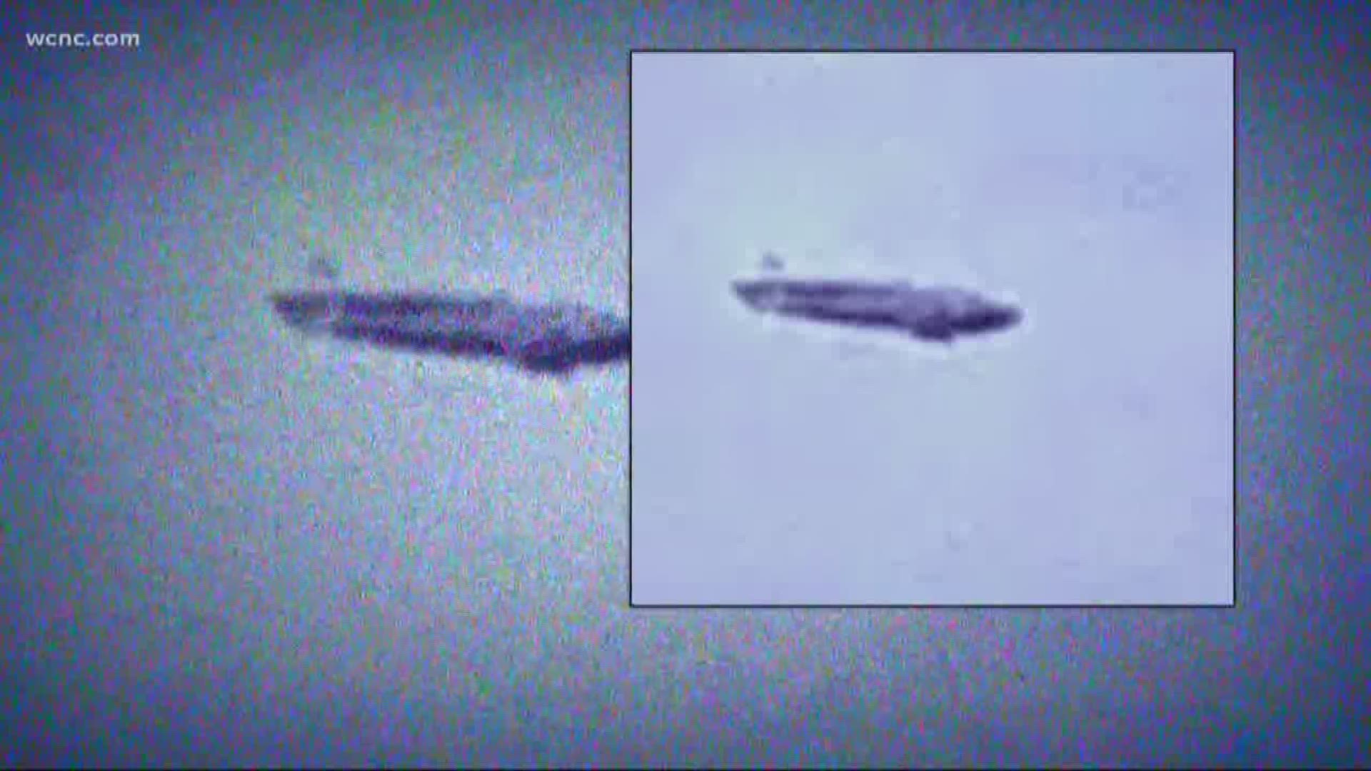 A man recorded this video of a cigar-shaped object over Lake Norman.