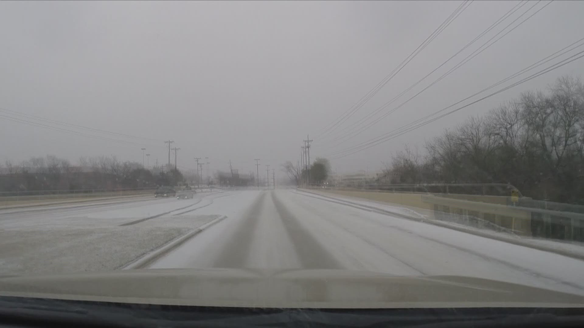 Many in North Texas were hunkered down as winter weather descended. Here's a look at what the roads were like on a snowy Valentine's Day.