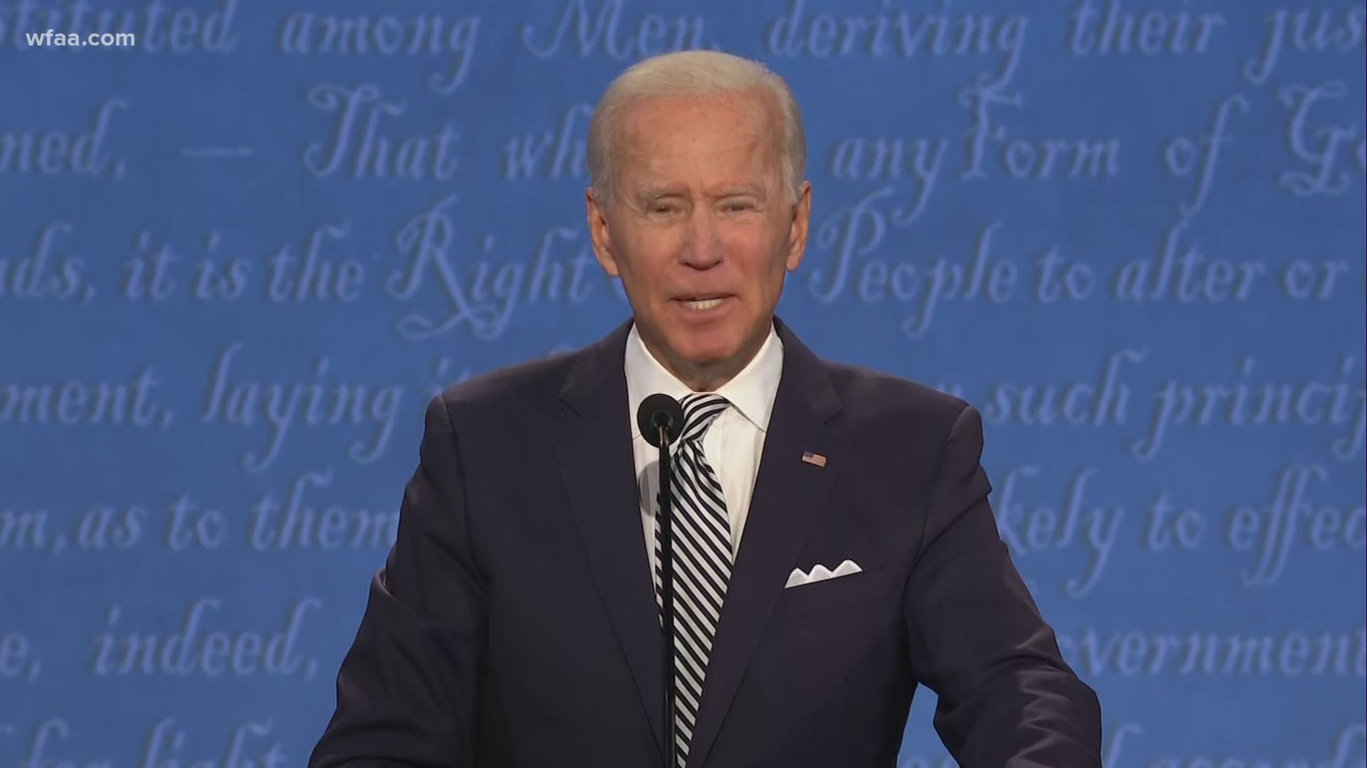 Joe Biden says the United States has become weaker, more violent and more divided since President Donald Trump was elected.