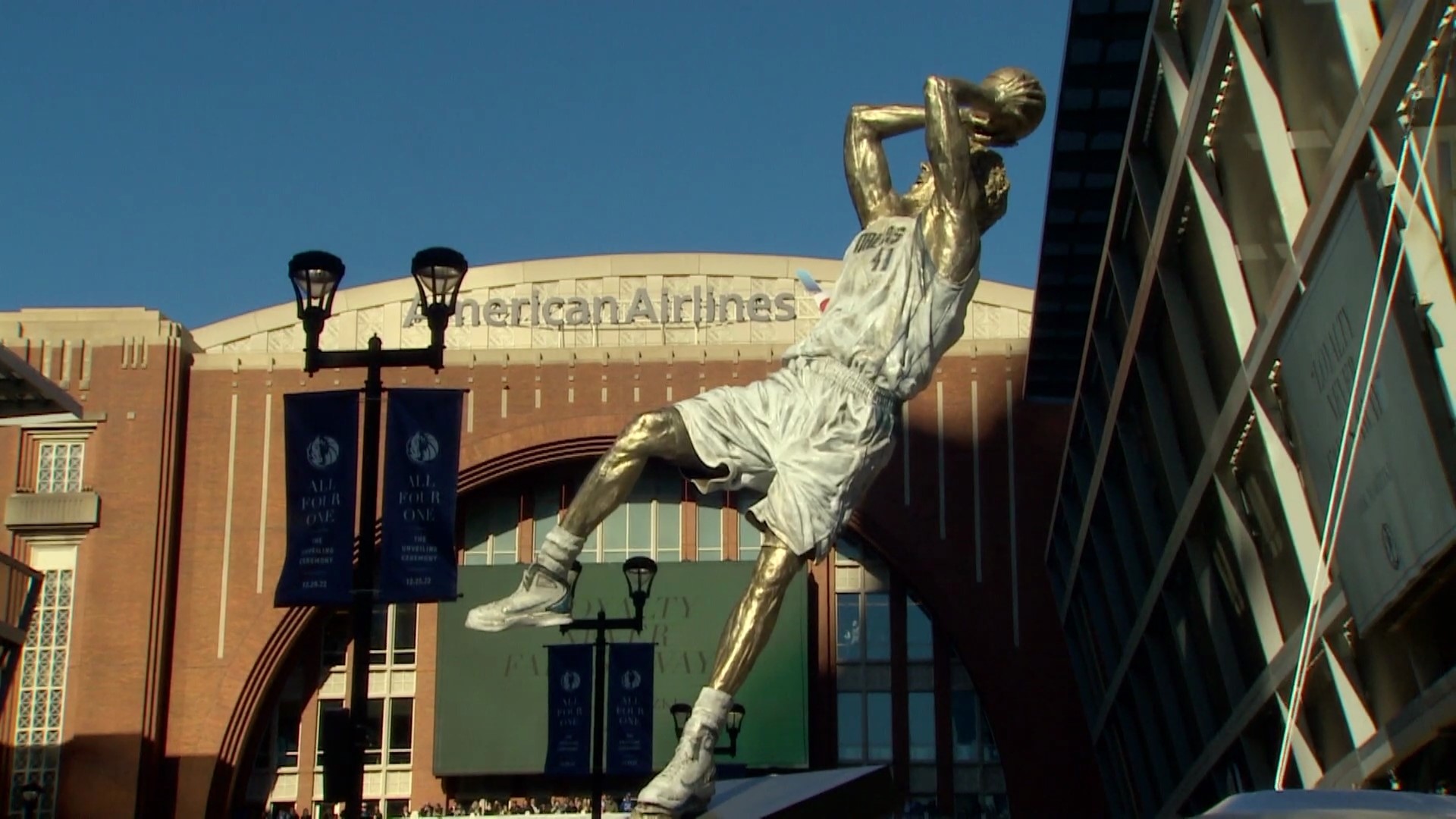 On Christmas morning, the Dallas Mavericks unveiled a larger-than-life statue of Dirk Nowitzki on the American Airlines Center plaza.