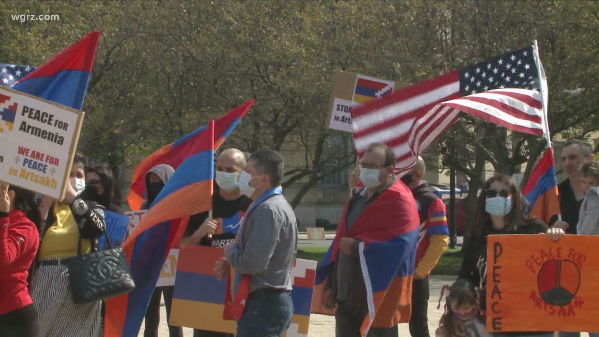 Today in Niagara Square, the Armenian community of Western New York held a peaceful gathering to protest the on-going war between Armenia and Azerbaijan.