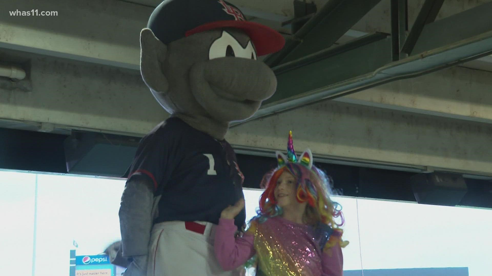 Trick-or-Treaters gathered at the baseball stadium for the first ever Halloween event.