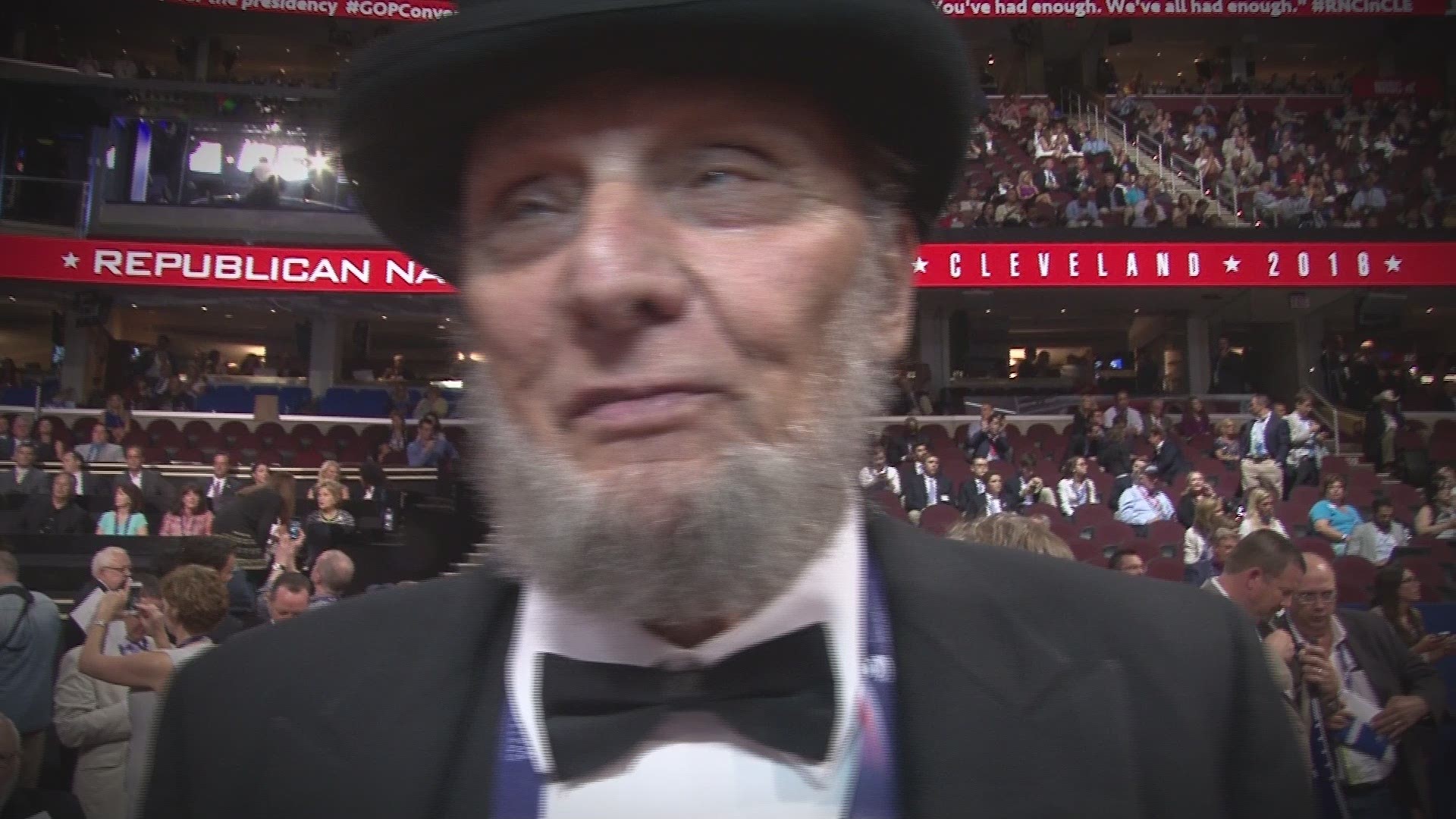 Former Missouri House Rep. George Engelbach dressed as Abe Lincoln for the GOP convention.