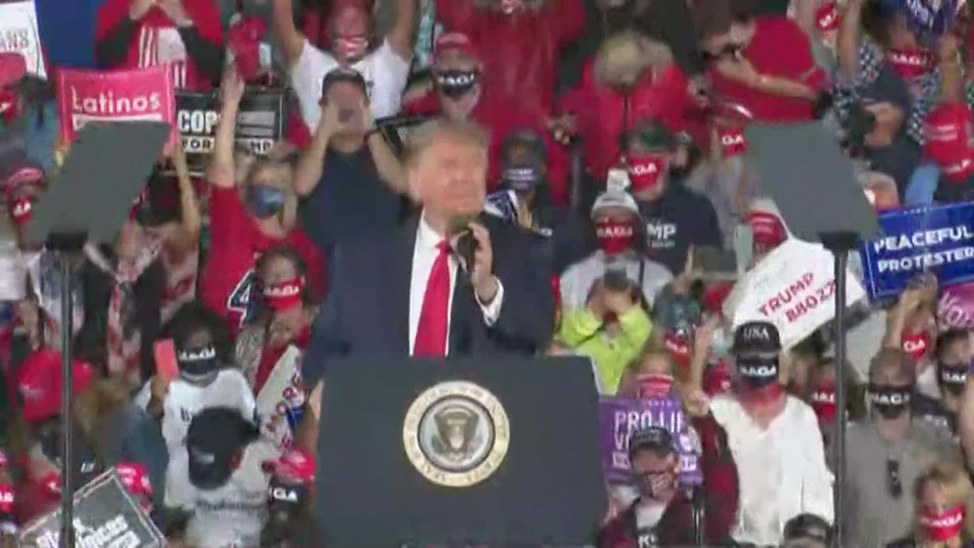 President Donald J. Trump spoke Friday night at a Make America Great Again rally at the Middle Georgia Regional Airport in Macon, Georgia.