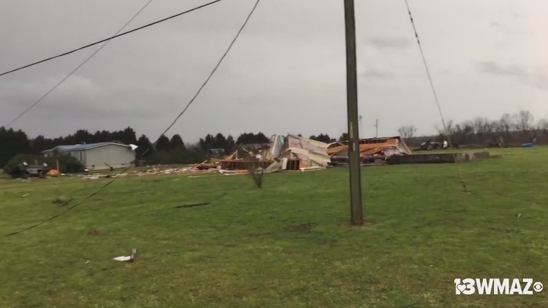 Storm damage on Greer Road in Peach County, as a result of the strong storms that rolled through Sunday afternoon.