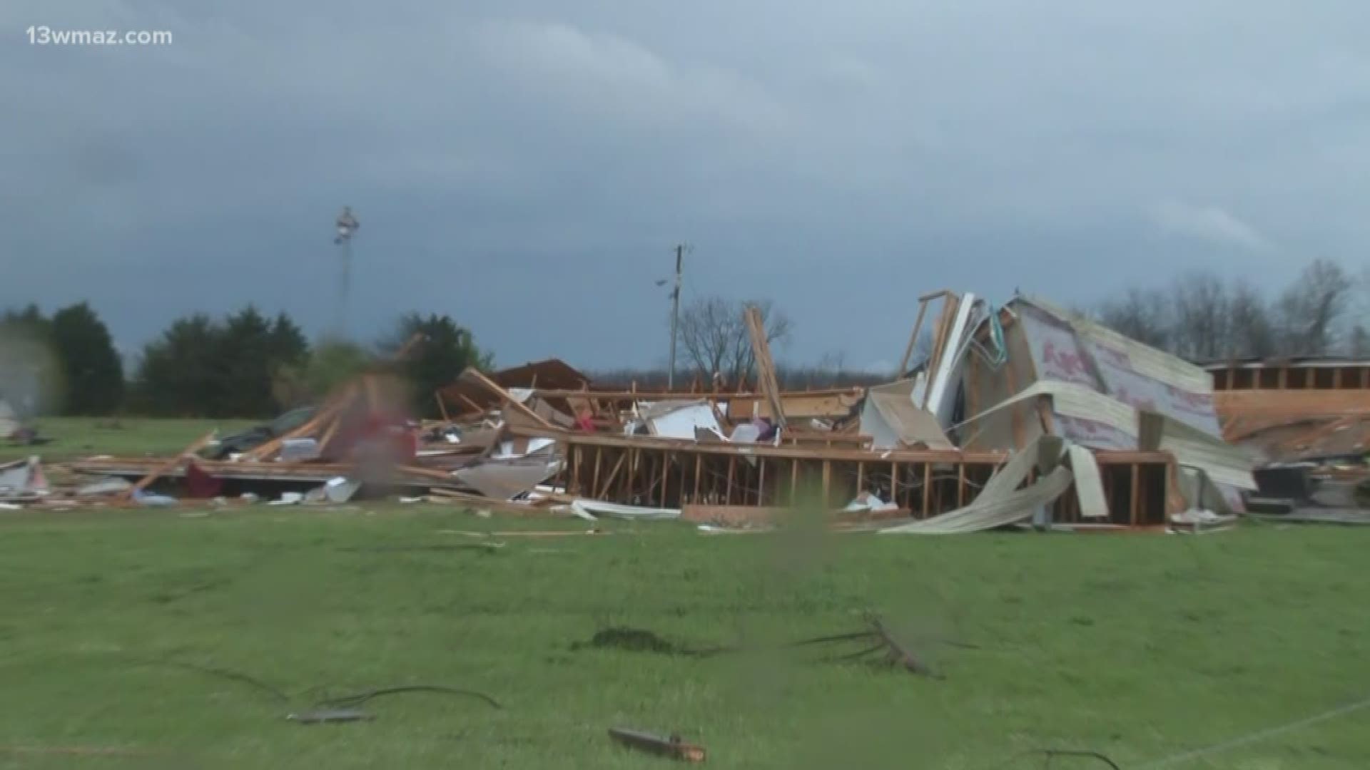 A house was demolished on Greer Road near the Peach, Crawford County line. Peach County Sheriff Terry Deese says there was a woman in the house when the storm hit, but she was okay.