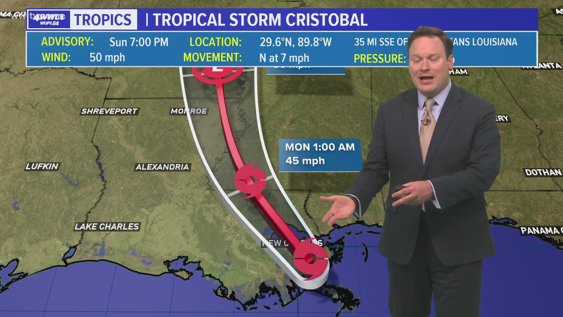 Flooding rains may still be possible as Cristobal moves North and out of our viewing area.