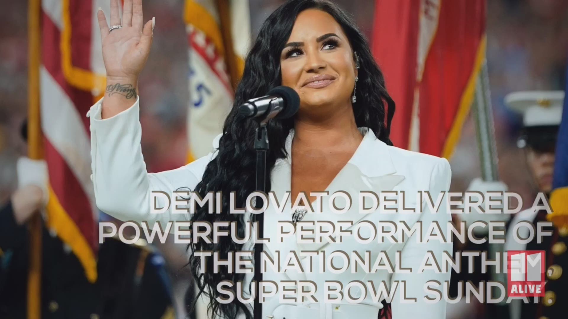 The singer belted out a perfect rendition of the anthem before kickoff. The performance comes just a week after an emotional performance at the Grammy Awards.