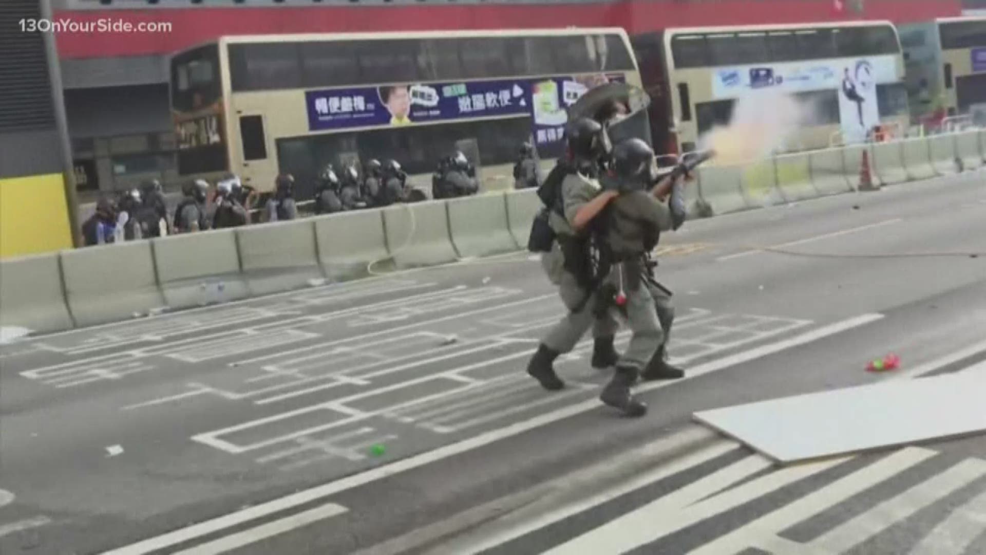 Fierce clashes between pro-democracy protesters and police broke out in multiple parts of Hong Kong Tuesday as China's Communist Party celebrated 70th year in power.