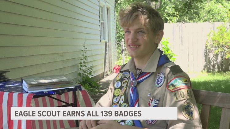 14-year-old Michigan Eagle Scout earns all 139 merit badges
